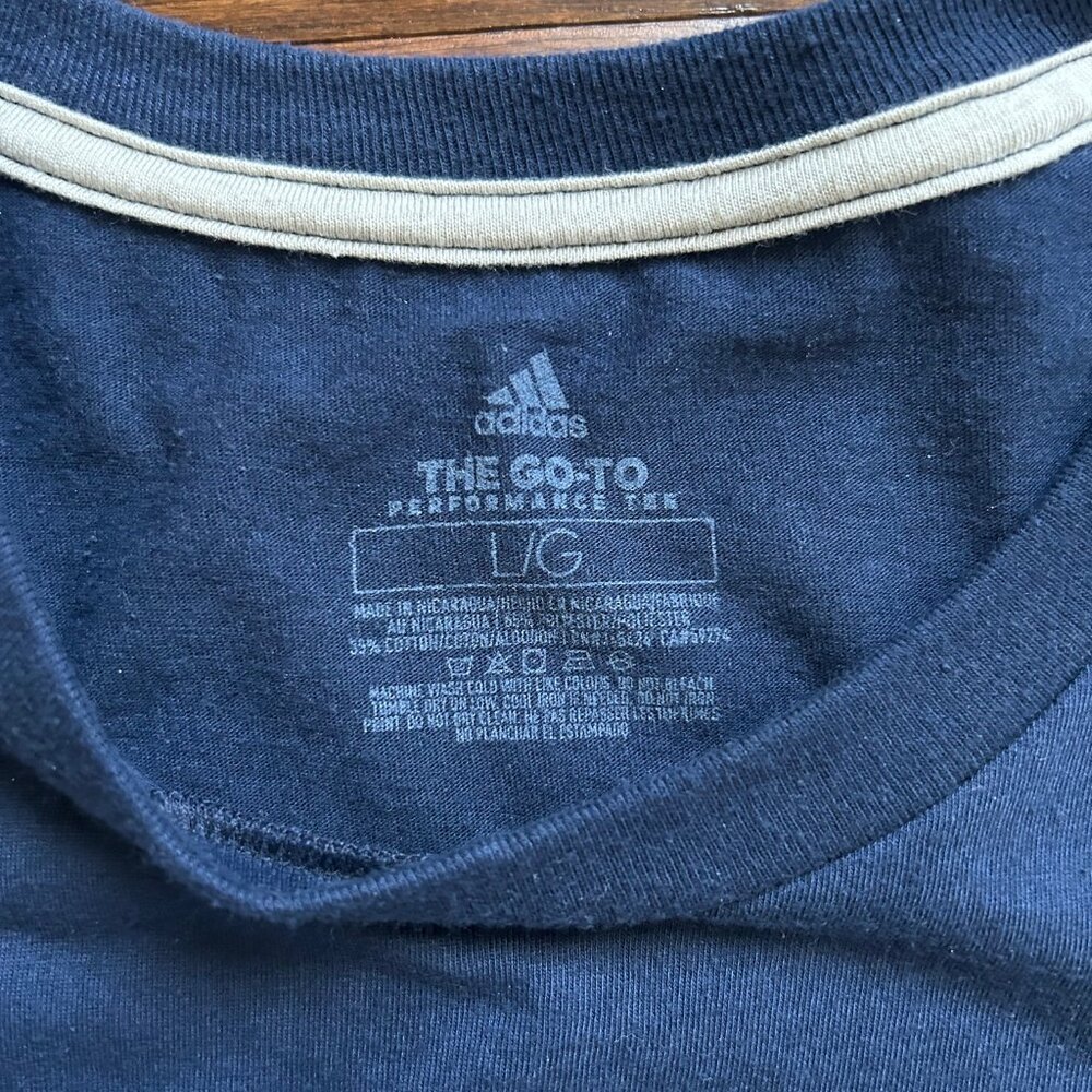 Adidas navy blue mens tshirt L large performance tee - Picture 3 of 4